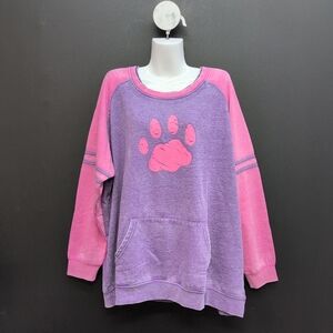 The Animal Rescue Site Paw Stripe Burnout Crewneck Women's Sweatshirt 3X Magenta